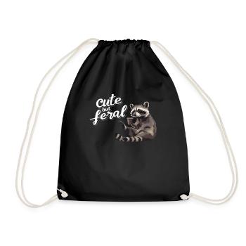 Drôle de buveur de café raton laveur - Mignon mais sauvage - Sac de sport léger - noir - Devant