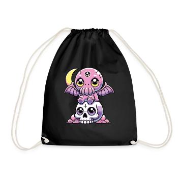 Kawaii Gothic Cthulhu Pastel Colors Gothic Goth - Drawstring Bag - black - Front