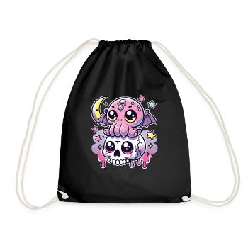 Kawaii Gothic Cthulhu Pastel Colors Gothic Goth - Drawstring Bag - black - Front
