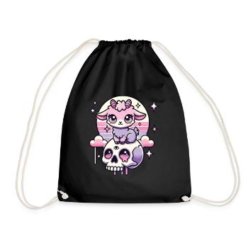 Kawaii Pastel Goth Mignon Creepy Chèvre Chauve-souris - Sac de sport léger - noir - Devant