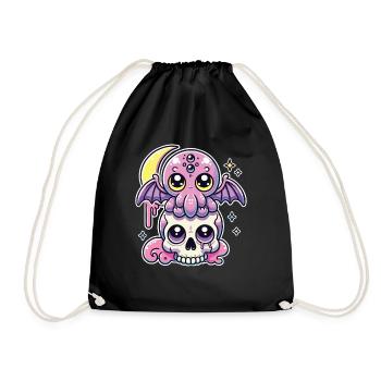 Kawaii Gothic Cthulhu Pastel Colors Gothic Goth - Drawstring Bag - black - Front