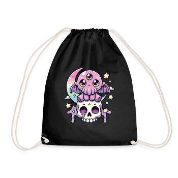 Kawaii Gothic Cthulhu Pastel Colors Gothic Goth - Drawstring Bag - black - Front