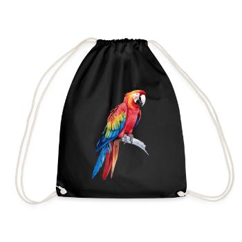Watercolour Colorful Scarlet Macaw Parrot Bird - Drawstring Bag - black - Front