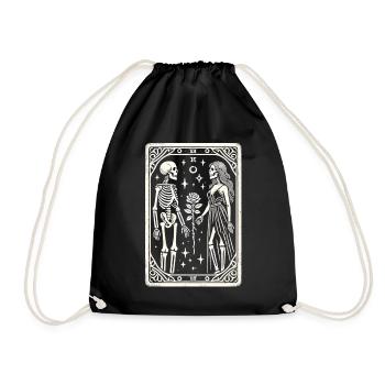 T-shirt de tarot d’Halloween : Couple de squelettes avec rose - Sac de sport léger - noir - Devant