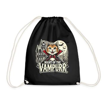 Vampire Cat Halloween T-Shirt - Drawstring Bag - black - Front