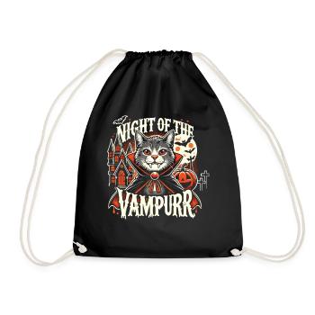 "Night of the Vampurr" Cat T-Shirt - Drawstring Bag - black - Front