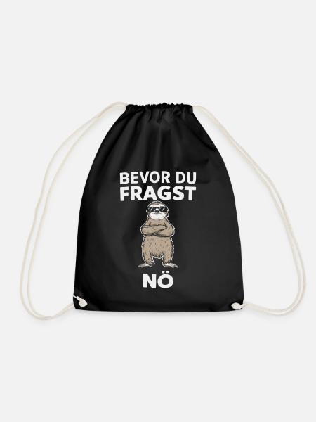 Humorous - Before you ask, nope - Cool and cheeky - Drawstring Bag - black
