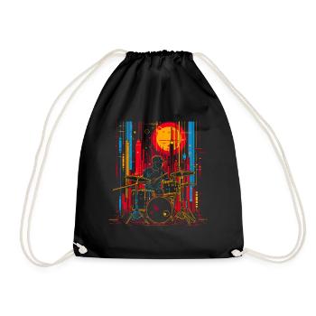 Drummer Portrait - Drawstring Bag - black - Front