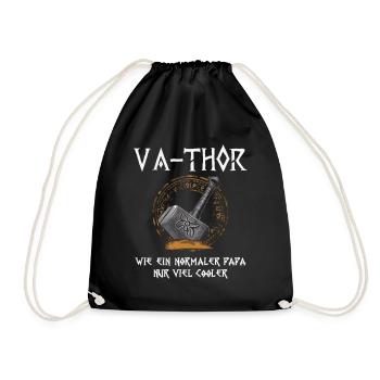 VA-THOR Für den coolsten Papa Episch und Humorvoll - Turnbeutel - Schwarz - Vorne