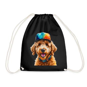 Goldendoodle Snapback Cap Hund Tier Design Print - Turnbeutel - Schwarz - Vorne
