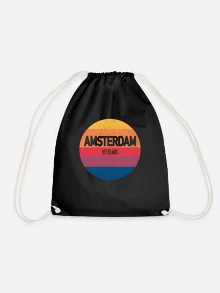 Amsterdam Retro Sunset Souvenir Niederlande - Turnbeutel - Schwarz