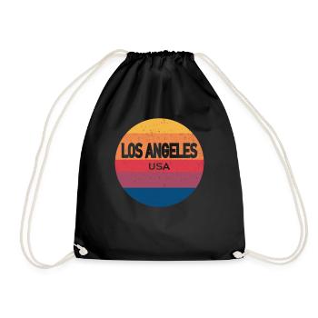 Souvenir rétro coucher de soleil Los Angeles États-Unis - Sac de sport léger - noir - Devant