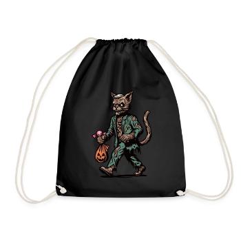 Chat zombie mort-vivant Halloween - Sac de sport léger - noir - Devant