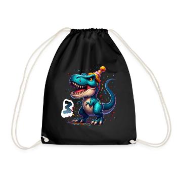 T Rex Dinosaure 3ème Anniversaire Enfants Anniversaire - Sac de sport léger - noir - Devant