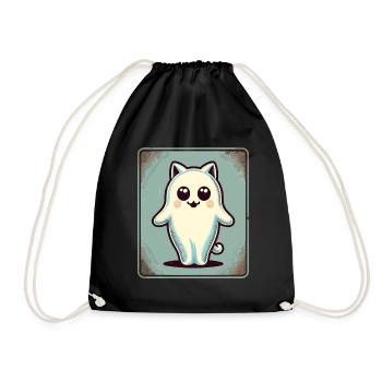Niedliche Geister Katze Kawaii Geist Haustier - Turnbeutel - Schwarz - Vorne