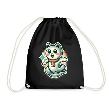 Niedliche Geister Katze Kawaii Geist Haustier - Turnbeutel - Schwarz - Vorne