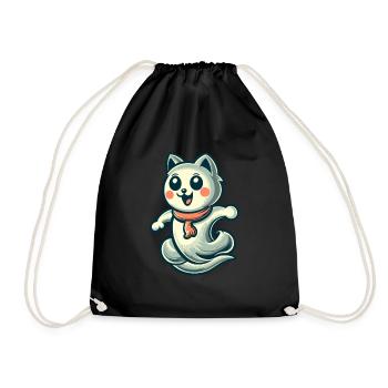 Niedliche Geister Katze Kawaii Geist Haustier - Turnbeutel - Schwarz - Vorne