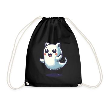 Niedliche Geister Katze Kawaii Geist Haustier - Turnbeutel - Schwarz - Vorne