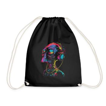 Festival with DJ Alien Alien UFO Headphones - Drawstring Bag - black - Front