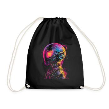 DJ Alien Alien with Headphones Festival UFO - Drawstring Bag - black - Front
