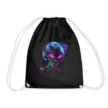 Festival Alien DJ with Headphones Alien UFO - Drawstring Bag - black - Front