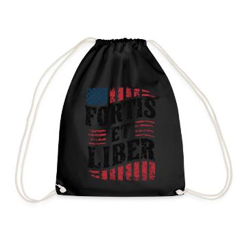 Amerikanische Flagge Fortis et Liber Patriotische Freiheit - Turnbeutel - Schwarz - Vorne