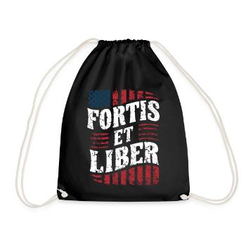 Amerikanische Flagge Fortis et Liber Patriotische Freiheit - Turnbeutel - Schwarz - Vorne