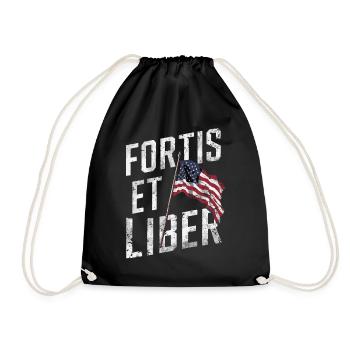 Amerikanische Flagge Fortis et Liber Patriotische Freiheit - Turnbeutel - Schwarz - Vorne