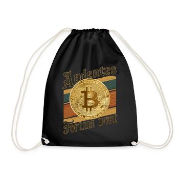 Retro Bitcoin Audentes Fortuna Iuvat Krypto - Turnbeutel - Schwarz - Vorne