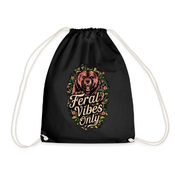 Wilde Vibes Nur Bär Wild Natur Blumig - Turnbeutel - Schwarz - Vorne