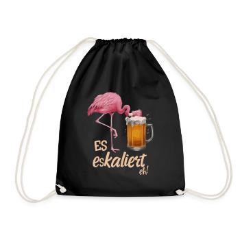 It's escalating anyway! – Flamingo for party lovers - Drawstring Bag - black - Front