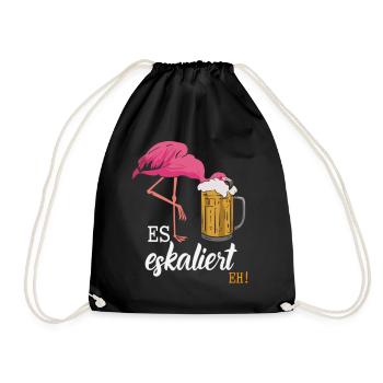It's escalating anyway! – Flamingo for party lovers - Drawstring Bag - black - Front