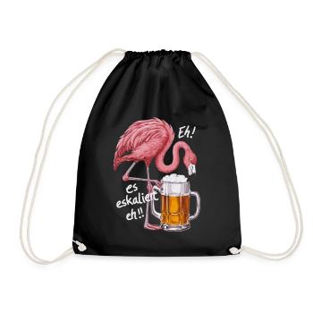 It's escalating anyway! – Flamingo for party lovers - Drawstring Bag - black - Front