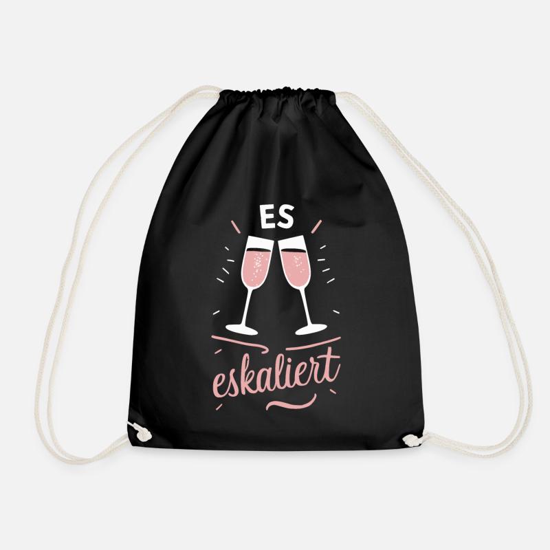 It's escalating anyway! – Happy glass - Drawstring Bag - black