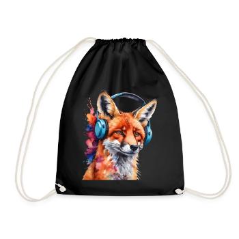 Renard Casque Musique Coloré Animal Design Imprimer - Sac de sport léger - noir - Devant