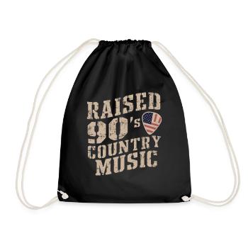 Raised 90's Country Music Lover - Drawstring Bag - black - Front