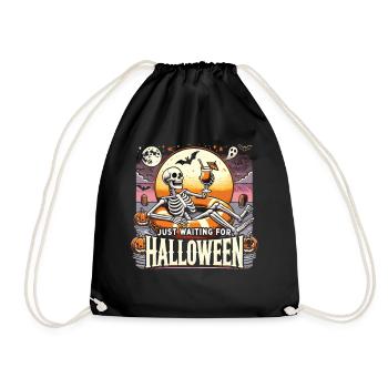Drôle de squelette attendant halloween T-Shirt - Sac de sport léger - noir - Devant