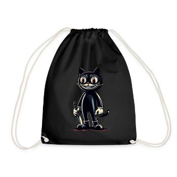 Gruselige Katze Psycho Haustier Halloween Deko - Turnbeutel - Schwarz - Vorne