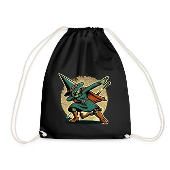 Dabbing Witch Halloween Costume Decoration - Drawstring Bag - black - Front