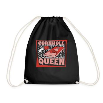 Cornhole Queen Spielbretter Sitzsack Profi - Turnbeutel - Schwarz - Vorne