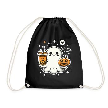 T-Shirt d’Halloween : Fantôme avec citrouille Bubletea - Sac de sport léger - noir - Devant