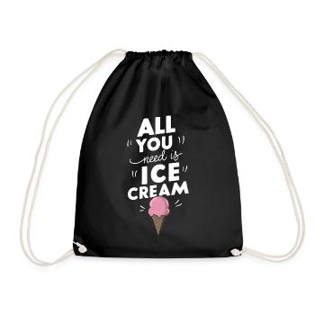 Alles, was du brauchst, ist Eis, lustige Sommersnacks, Eis - Turnbeutel - Schwarz - Vorne