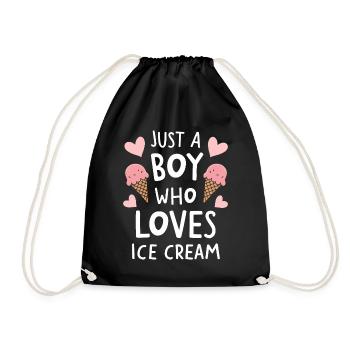 Just A Boy Who Loves Ice Cream Funny Frozen - Drawstring Bag - black - Front