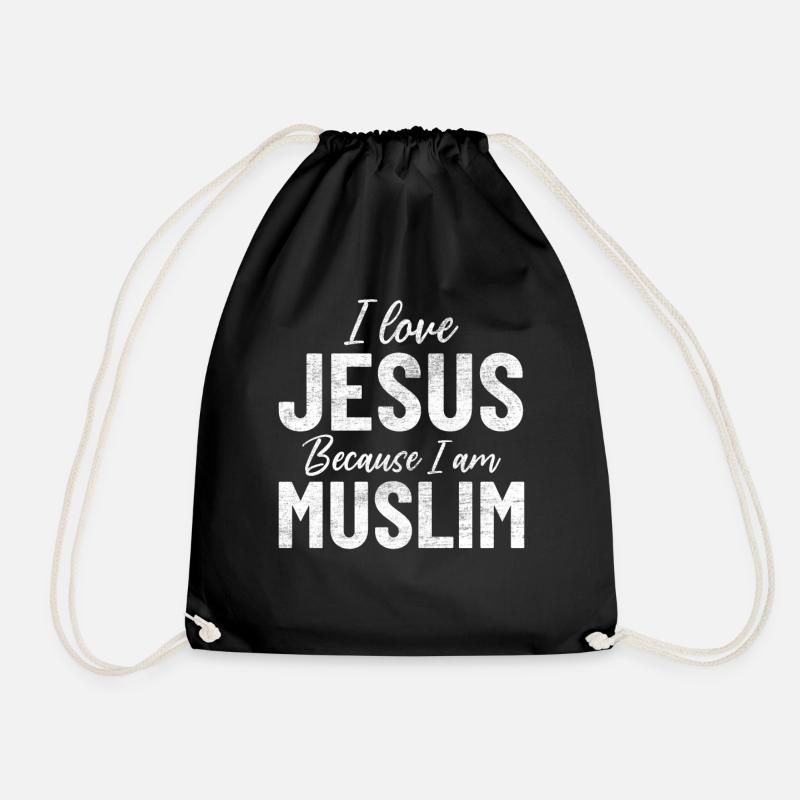 Ich liebe Jesus, weil ich muslimischer islamischer Prophet bin - Turnbeutel - Schwarz