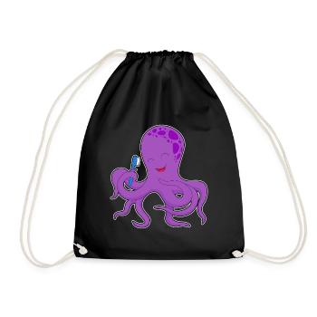 Octopus Toothbrush - Drawstring Bag - black - Front