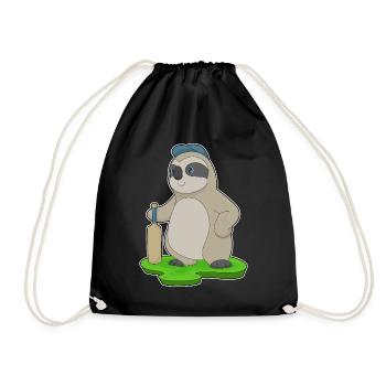 Sloth Cricket Cricket Bat - Drawstring Bag - black - Front
