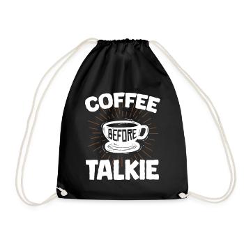 Coffee Talkie Funny Breakfast Meme, Ouote, Coffee - Drawstring Bag - black - Front