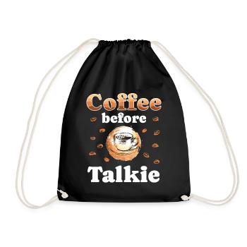 Coffee Talkie Funny Breakfast Meme, Ouote, Coffee - Drawstring Bag - black - Front