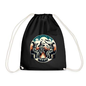 Camping Campfire Vintage Witches Design - Drawstring Bag - black - Front