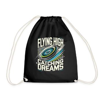 Flying High Catching Dreams - Frisbee Enthusiast - Drawstring Bag - black - Front